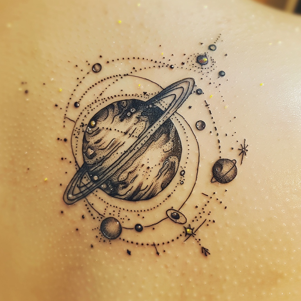 星球宇宙主题的纹身设计手稿15款