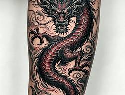 手臂青龙纹身一张（带手稿）