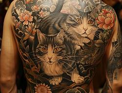 招财猫纹身图案：举爪招福的可爱吉兆