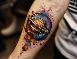星球宇宙纹身图案：镌刻于肌肤的浩瀚星河