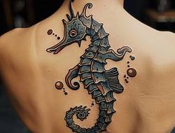 海马纹身图案：缓行之中的温柔与守护