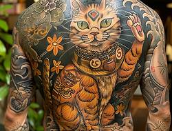 招财猫纹身图案：举爪招福的可爱吉兆