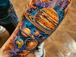 星球宇宙纹身图案：镌刻于肌肤的浩瀚星河